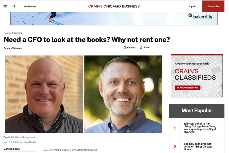 Crain's Chicago Business - Why hire a CFO when you can rent one?